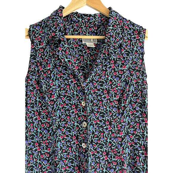 Vintage‎ 90s Robbie Bee Size 12 Floral Print Sleeveless Button Up Maxi Dress - Picture 3 of 6